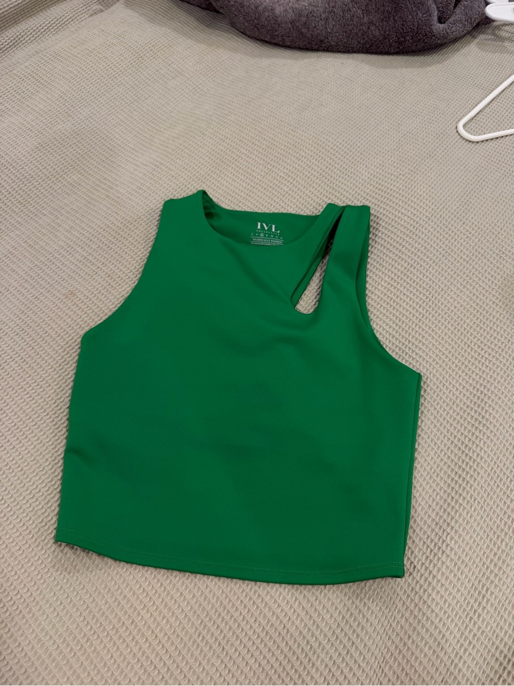 IVL Green Asymmetric Shoulder Cutout Tank Top
